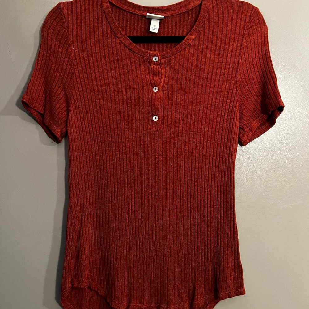 A New Day Red Ribbed Polo T-Shirt